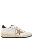 Matchesfashion.com Golden Goose - Ball Star Glitter-appliqu Leather Trainers - Womens - White Gold