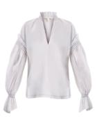 Matchesfashion.com Jonathan Simkhai - Ruffled Collar Cotton Poplin Blouse - Womens - White