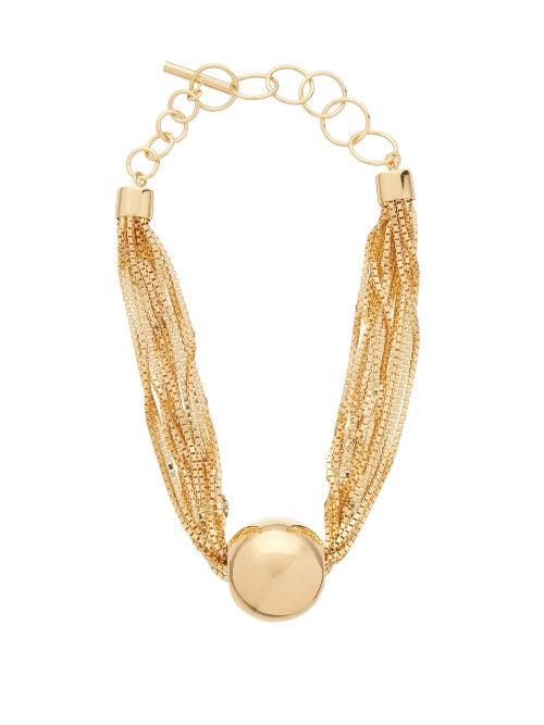 Matchesfashion.com Bottega Veneta - Sphere Pendant 18kt Gold Plated Choker Necklace - Womens - Gold
