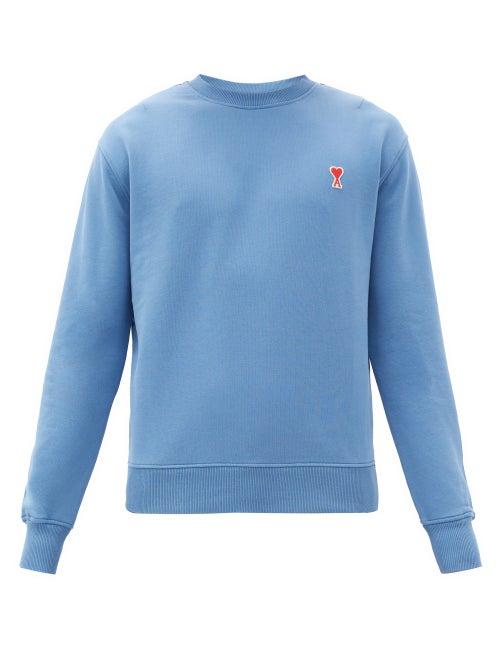 Matchesfashion.com Ami - Ami De Coeur-appliqu Cotton Sweatshirt - Mens - Blue