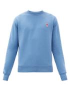 Matchesfashion.com Ami - Ami De Coeur-appliqu Cotton Sweatshirt - Mens - Blue
