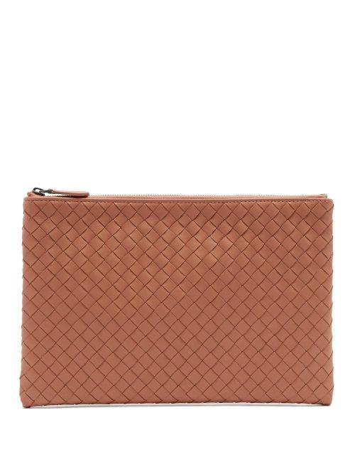Matchesfashion.com Bottega Veneta - Intrecciato Leather Pouch - Womens - Nude