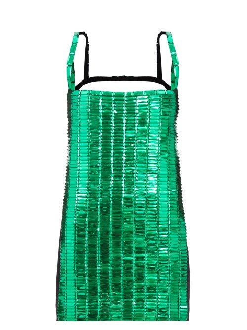 The Attico - Rue Scoop-back Sequinned Mini Dress - Womens - Green