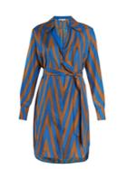 Diane Von Furstenberg Odeon Chevron-print Silk Satin-twill Shirtdress