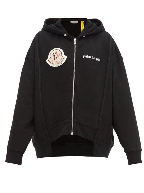 Matchesfashion.com Moncler G Palm Angel - Zip Through Cotton Hooded Sweatshirt - Mens - Black