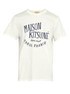 Matchesfashion.com Maison Kitsun - Palais Royal Logo Print Cotton T Shirt - Mens - White