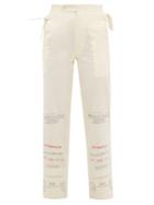 Matchesfashion.com Bode - Cropped Mill Print Cotton Gauze Trousers - Womens - Ivory