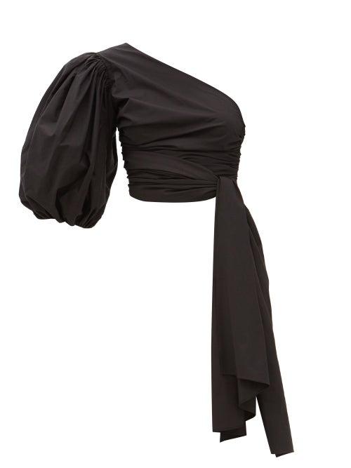 Fe Noel - Cloud One-shouldered Poplin Top - Womens - Black