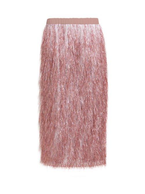 Matchesfashion.com Raey - Elasticated Waist Tinsel Midi Skirt - Womens - Pink