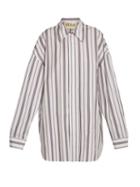 Matchesfashion.com A.w.a.k.e. - Oversized Striped Cotton Shirtdress - Womens - White Multi