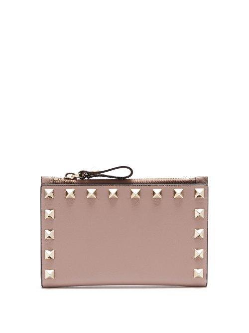 Matchesfashion.com Valentino - Rockstud Leather Card And Coin Purse - Womens - Nude