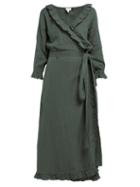 Matchesfashion.com Rhode Resort - Jagger Ruffled Cotton Gauze Wrap Dress - Womens - Green