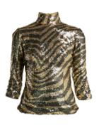 Matchesfashion.com Dolce & Gabbana - Sequin Zebra Pattern High Neck Top - Womens - Animal
