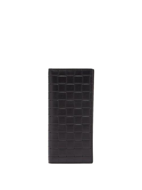 Matchesfashion.com Bottega Veneta - Intrecciato-embossed Leather Wallet - Mens - Black Silver