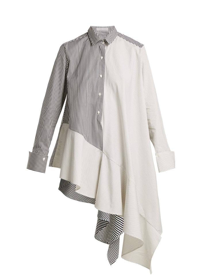 Palmer/harding Contrast-panel Striped Cotton Shirt