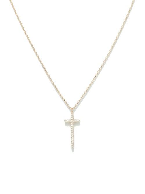 Diane Kordas - Cross Diamond & 14kt Rose-gold Necklace - Womens - Rose Gold