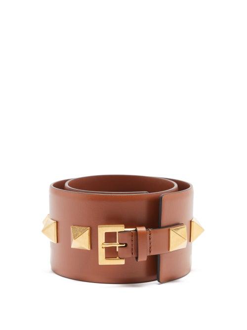 Matchesfashion.com Valentino Garavani - Roman Stud Leather Belt - Womens - Tan