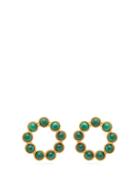 Matchesfashion.com Sylvia Toledano - Open Circle Malachite 24kt Gold Plated Earrings - Womens - Green