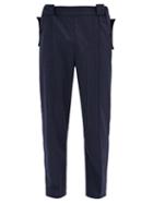 Matchesfashion.com Boramy Viguier - High-rise Pinstriped Flannel Trousers - Mens - Navy