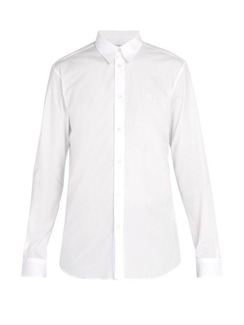 Matchesfashion.com Givenchy - Logo Embroidered Cotton Shirt - Mens - White