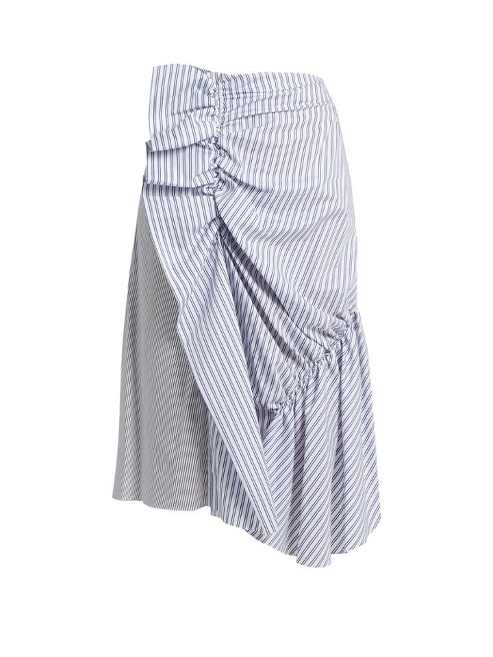J.w.anderson Patchwork Ruched Striped Cotton Skirt