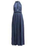 Matchesfashion.com Mara Hoffman - Linny Halterneck Pliss Voile Dress - Womens - Blue
