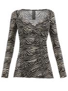Matchesfashion.com Norma Kamali - Sweetheart-neck Zebra-print Jersey Top - Womens - Animal