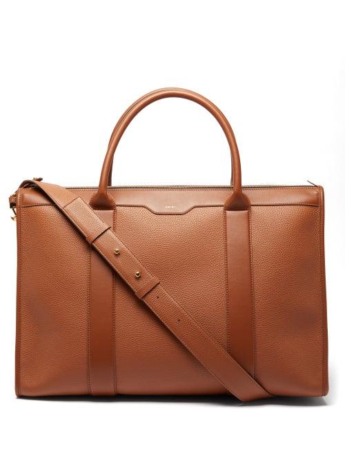 Amiri - Pebbled-leather Holdall - Mens - Brown