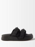 Christian Louboutin - Daddy Studded Leather And Neoprene Slides - Mens - Black