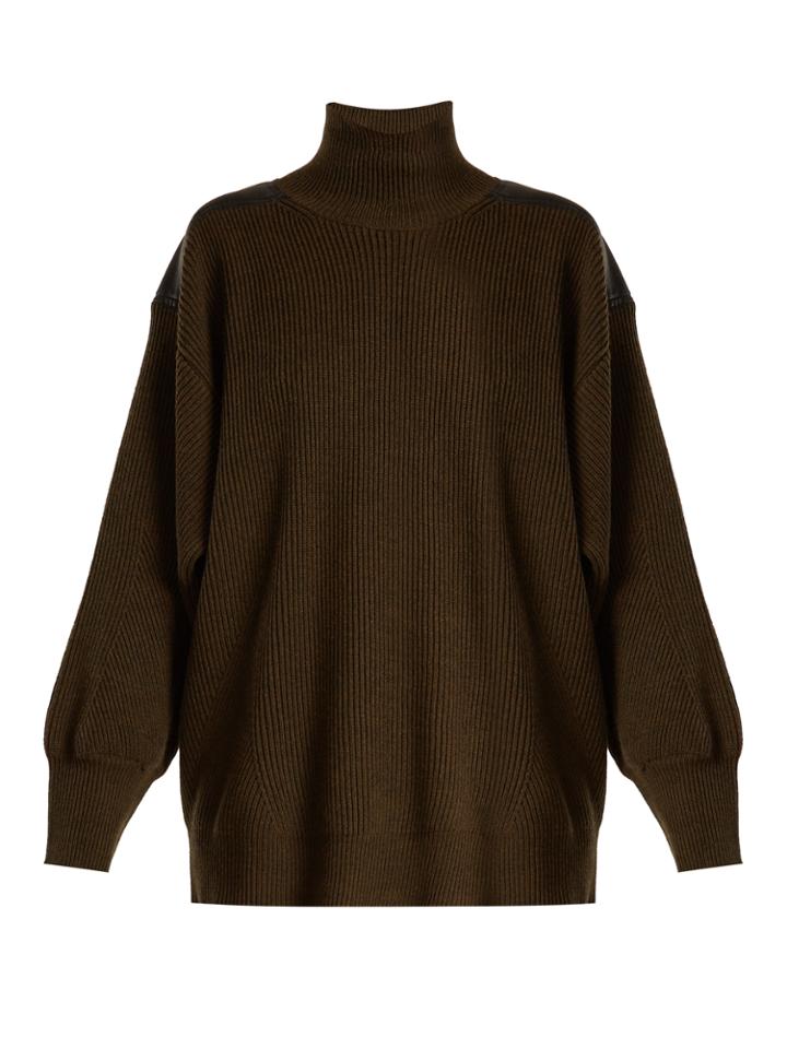 Stella Mccartney Contrast-panel Roll-neck Wool Sweater