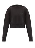Matchesfashion.com Moncler - Logo-print Cotton-blend Cropped Hooded Sweatshirt - Womens - Black