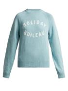 Matchesfashion.com Holiday Boileau - Logo Intarsia Wool Sweater - Womens - Light Blue