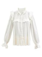 Isabel Marant Toile - Jadety Ruffled Embroidered-voile Blouse - Womens - White