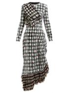 Matchesfashion.com Preen By Thornton Bregazzi - Addison Diamond Print Sequinned Midi Dress - Womens - Black Multi