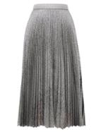 Matchesfashion.com Christopher Kane - Dna Pleated Metallic Tulle Midi Skirt - Womens - Silver