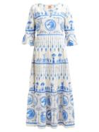 Matchesfashion.com Le Sirenuse, Positano - Bella Deifenbach Print Cotton Maxi Dress - Womens - White Print