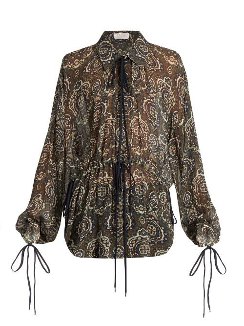 Chloé Oriental-print Silk-crepon Blouse