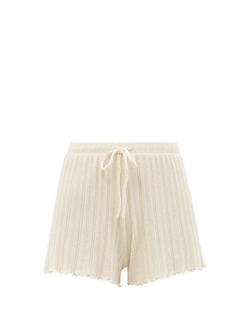 Skin - Randi Ribbed Pima-cotton Pyjama Shorts - Womens - Ivory
