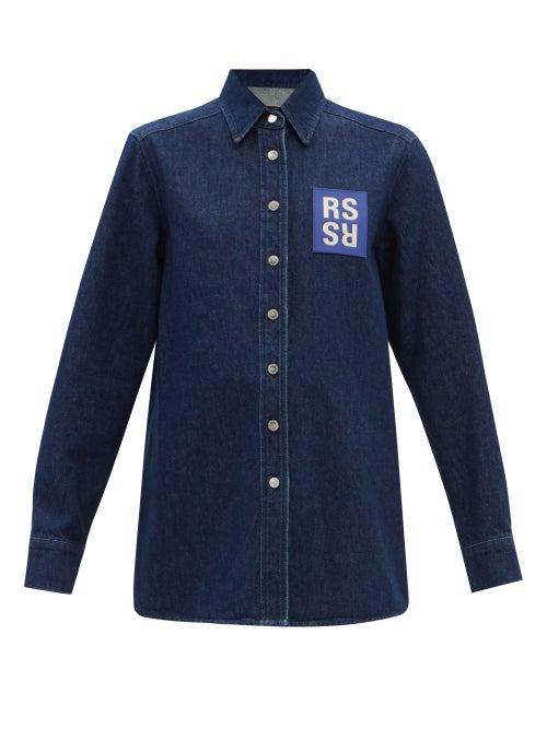 Raf Simons - Logo-patch Denim Shirt - Womens - Mid Denim