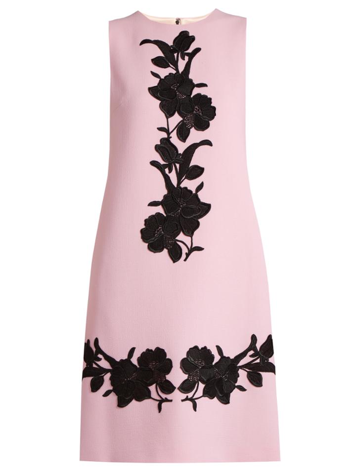 Dolce & Gabbana Floral-appliqu Wool-crepe Dress