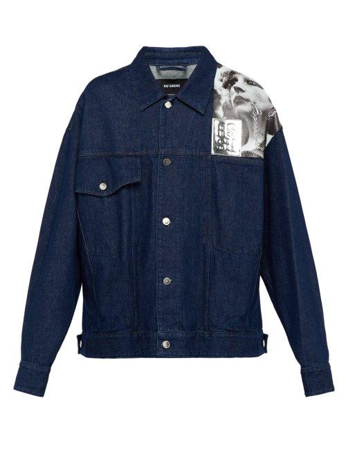 Matchesfashion.com Raf Simons - Photographic Print Denim Jacket - Mens - Navy