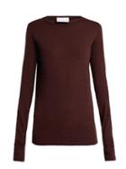Matchesfashion.com Raey - Long Sleeved Slubby Cotton Jersey T Shirt - Womens - Burgundy