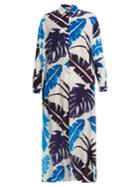 Kalmar Point-collar Palm-print Silk Crepe De Chine Kaftan