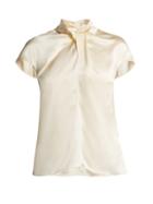 Matchesfashion.com Erdem - Fianna Cap Sleeved Silk Blouse - Womens - Ivory
