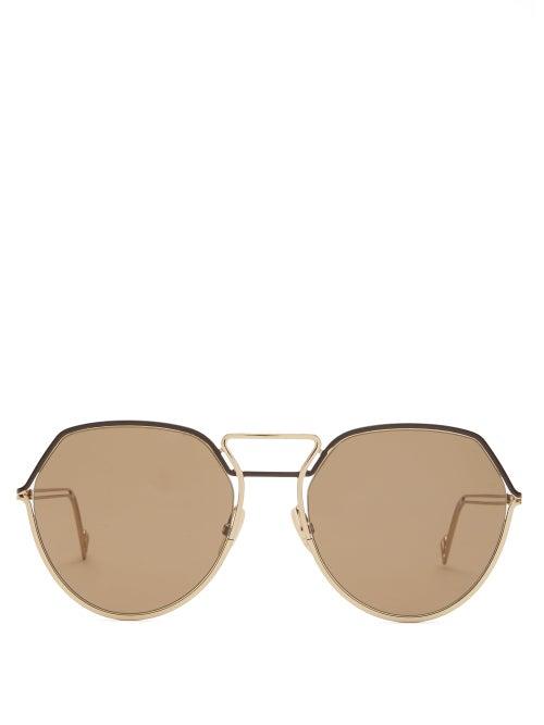 Matchesfashion.com Fendi - Round Metal Sunglasses - Mens - Gold