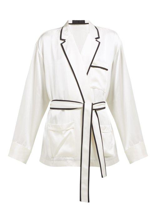 Matchesfashion.com Haider Ackermann - Belted Silk Blend Satin Jacket - Womens - White Multi