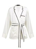Matchesfashion.com Haider Ackermann - Belted Silk Blend Satin Jacket - Womens - White Multi