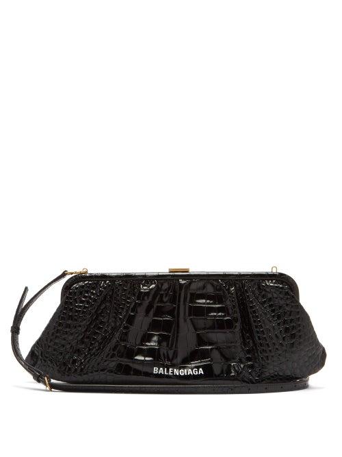 Matchesfashion.com Balenciaga - Cloud Xl Crocodile-effect Leather Cross-body Bag - Womens - Black