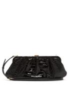 Matchesfashion.com Balenciaga - Cloud Xl Crocodile-effect Leather Cross-body Bag - Womens - Black