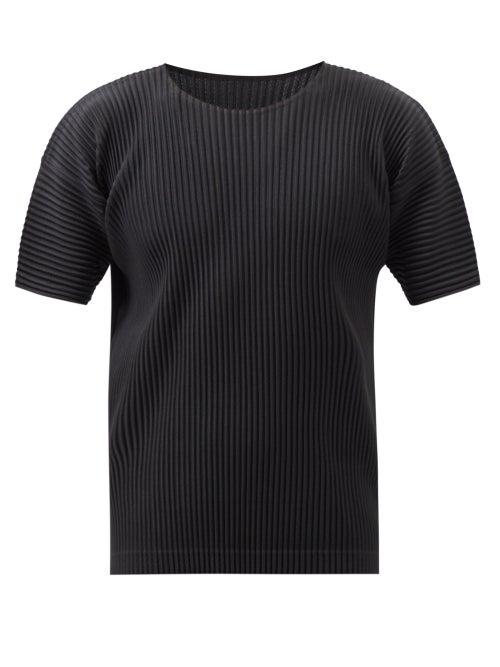Homme Pliss Issey Miyake - Technical-pleated Knit T-shirt - Mens - Black